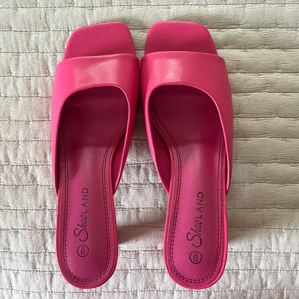 New In Box Pink slide on heels. Shoe Land Size 9. Only tried on. - Picture 5 of 6